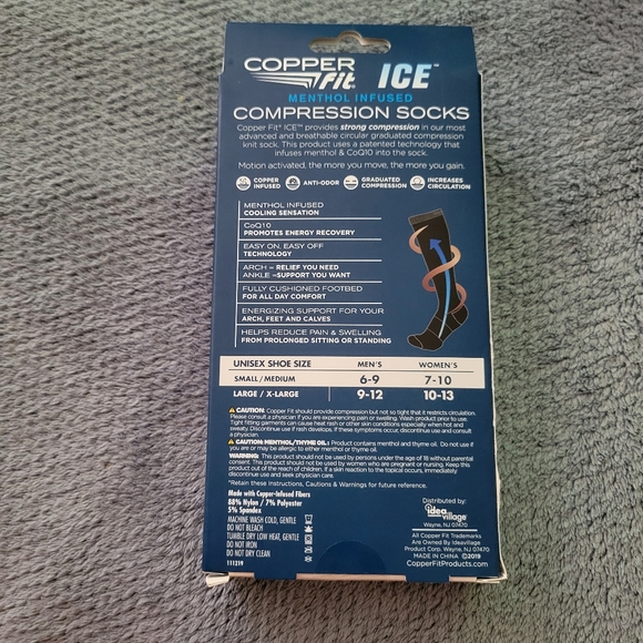 Copper Fit ICE Menthol Infused Compression SocksSmall/Medium - Picture 2 of 9